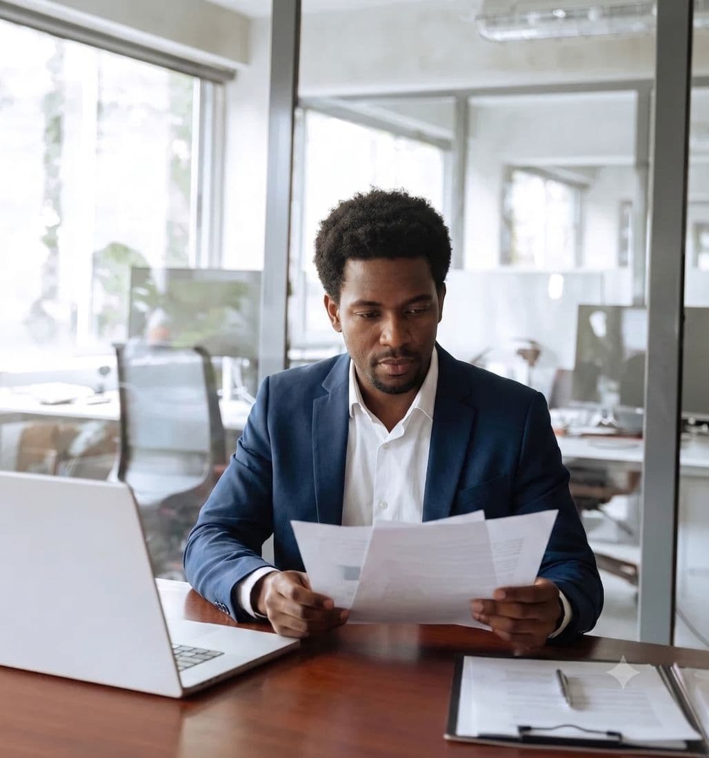 TPS accountant reviewing financial documents